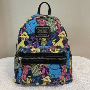 LOUNGEFLY ~ Sesame Street Characters AOP Exclusive Mini Backpack - NWT!
